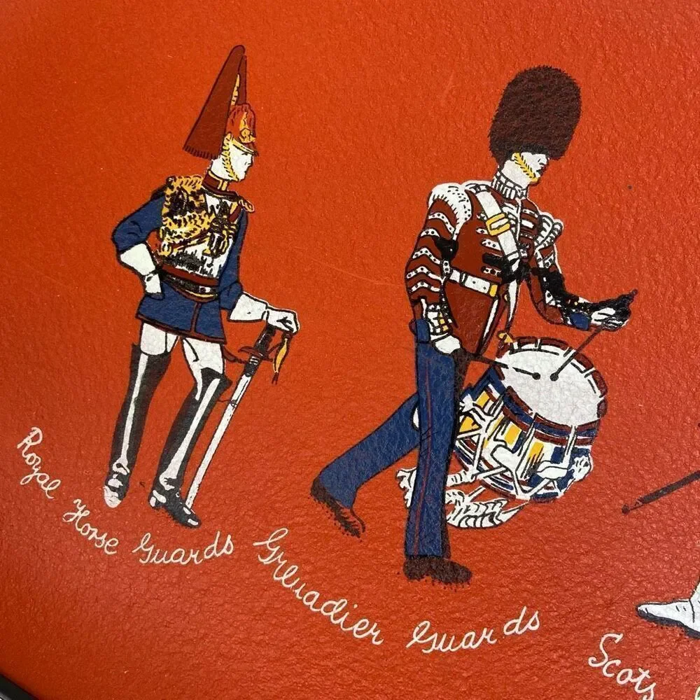 Chianti Vintage 3 Royal Guards Pattern Serving Pottery Tray Orange & Black